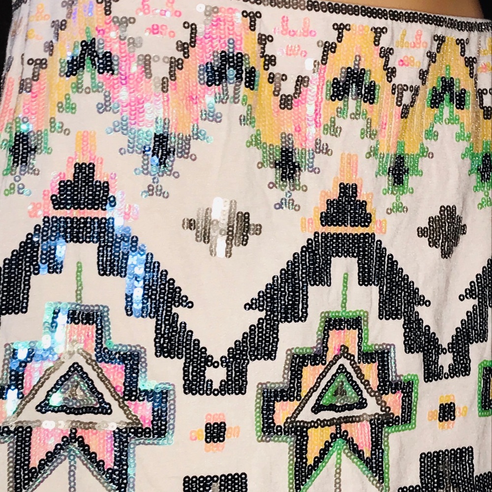 Express Boho Tribal Sequined Mini Skirt SMALL